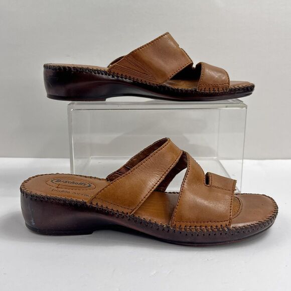 Dr. Scholl's Shoes Womens 7.5 Brown San Remo Leather Slide Sandals Wedge - Picture 2 of 12